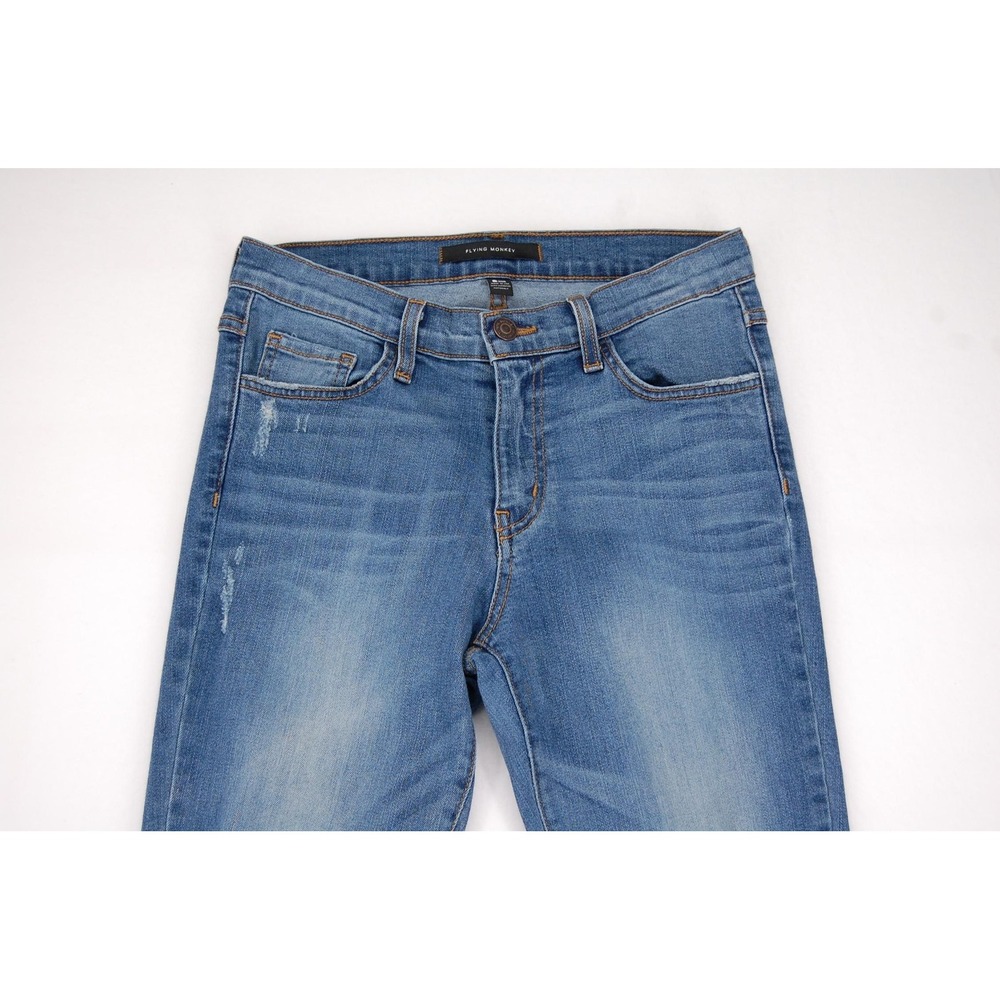 Flying Monkey Jeans Womens 27 Blue Mid Rise Ankle Skinny Distressed‎ Stretch - Picture 2 of 15